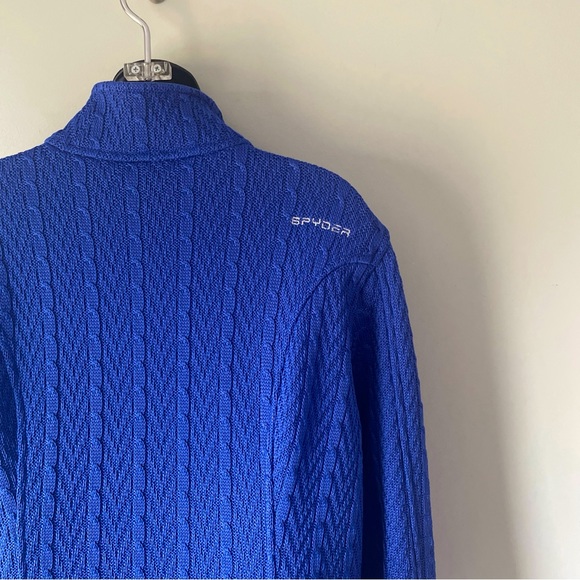 Spyder Blue Textured Knit Full Front Zip Seeater/Jacket - XL - Picture 7 of 13